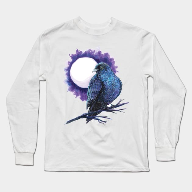 Beautiful Raven Bird Long Sleeve T-Shirt by obillwon